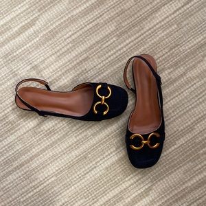 New navy suede flats